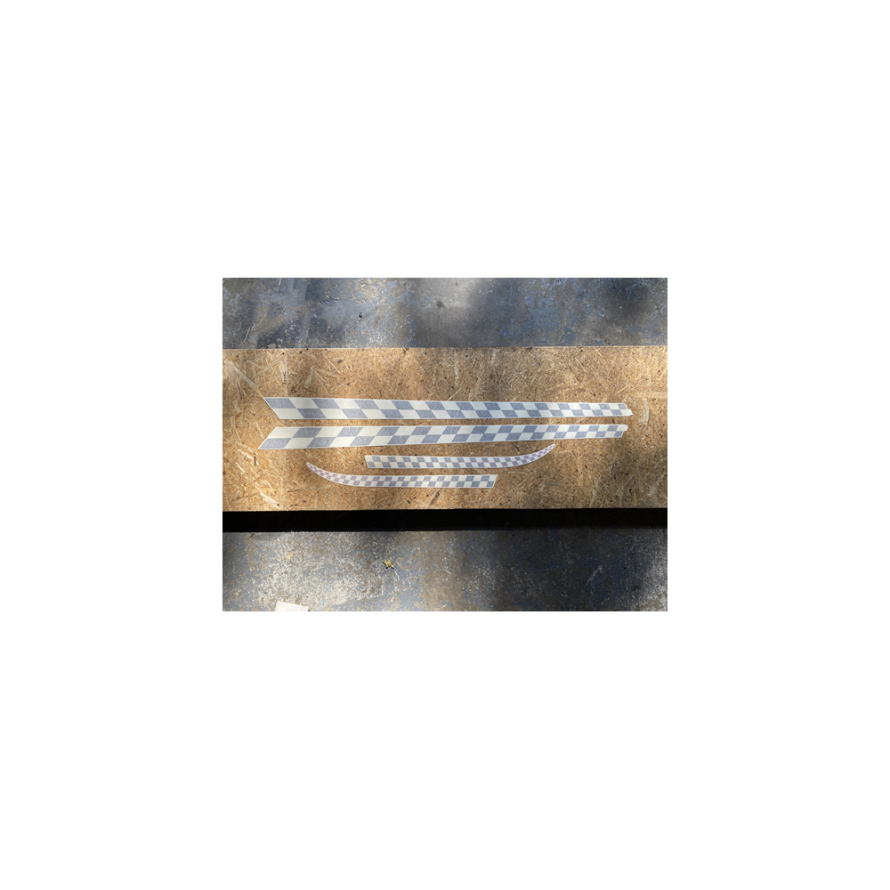 Genuine OE Peugeot 208 set of 4 chequered stickers front door/rear wing black, white, red - 1607755180