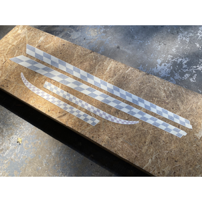 Genuine OE Peugeot 208 set of 4 chequered stickers front door/rear wing black, white, red - 1607755180