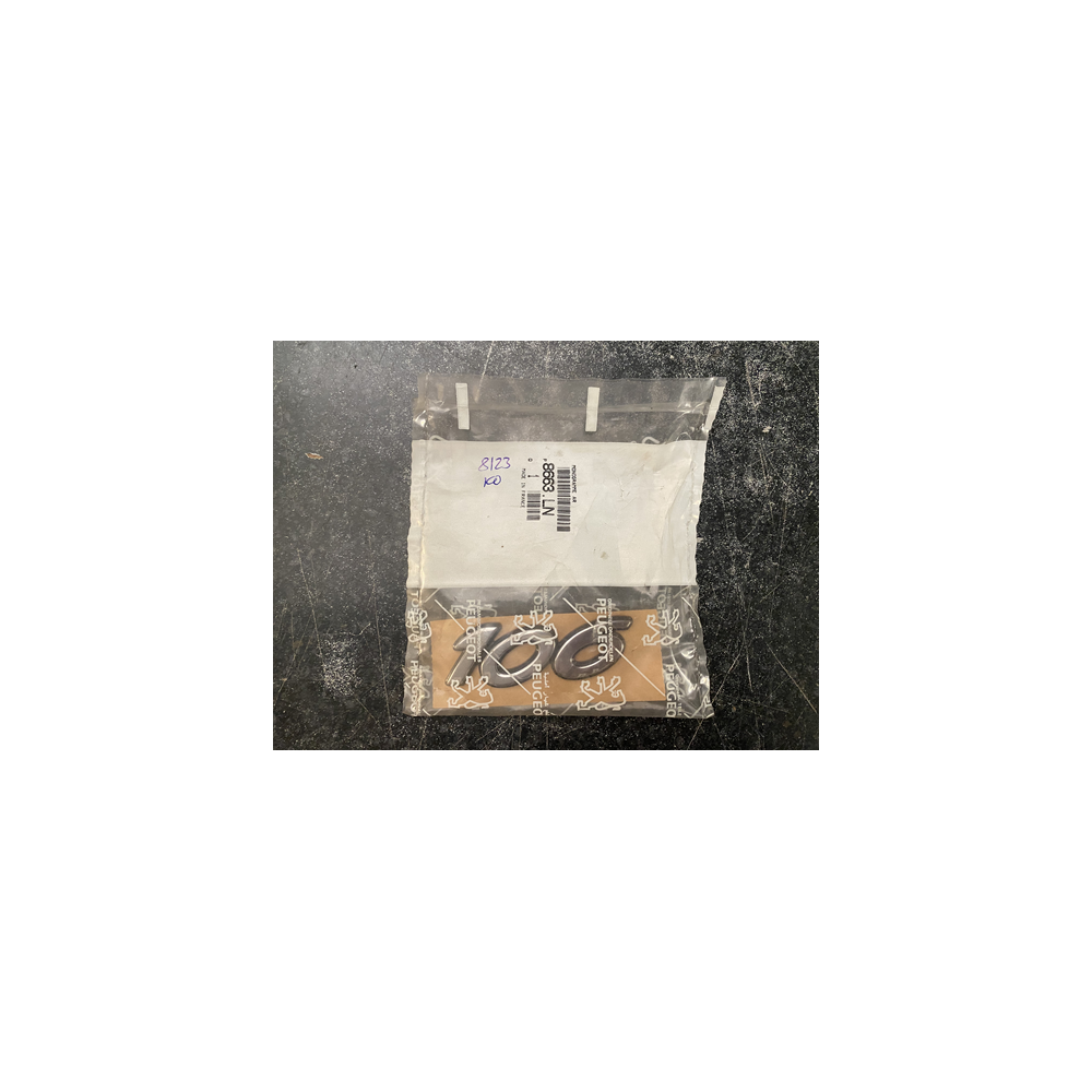 Genuine OE Peugeot 106 Rear Boot Badge Silver 90mm x 30mm - 8663.LN