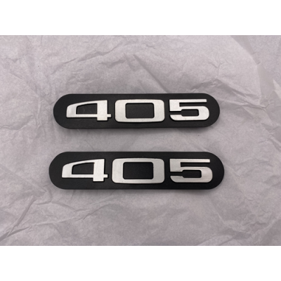 Genuine OE Peugeot 405 Badge Black/Silver 140mm X 30mm