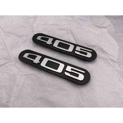 Genuine OE Peugeot 405 Badge Black/Silver 140mm X 30mm