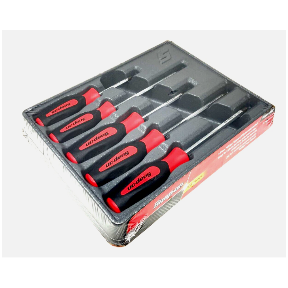 Snap On 5 Piece Phillips Diamond Tip Soft Grip Screwdriver Set - Red - SGDDP50BR