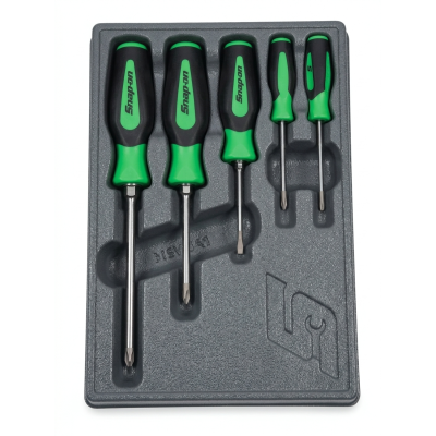 Brand New Sealed Snap-on Tools 5pc GREEN Soft Grip ALL PHILLIPS TIP Screwdriver Set SGDP50BG