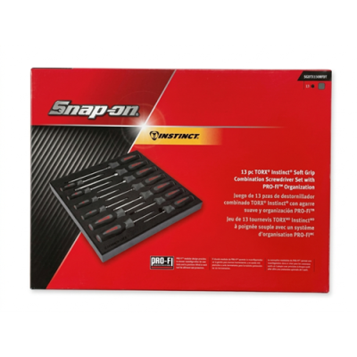 Snap On 13 pc TORX® Instinct® Soft Grip Combination Screwdriver Set with PRO-FI™ Organization (Grey) - SGDTX130BFDT