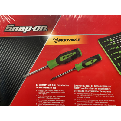 Snap On 13 pc TORX® Instinct® Soft Grip Combination Screwdriver Set with PRO-FI™ Organization (Green) - SGDTX130BFG