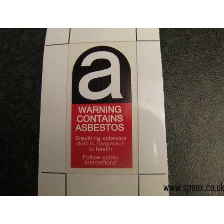 Peugeot 205 & 309 Caution Asbestos Slam Panel Sticker